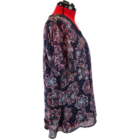 Lane Bryant Navy Floral Paisley Square Neck Blouse NWOT Size 20 - Picture 5 of 8